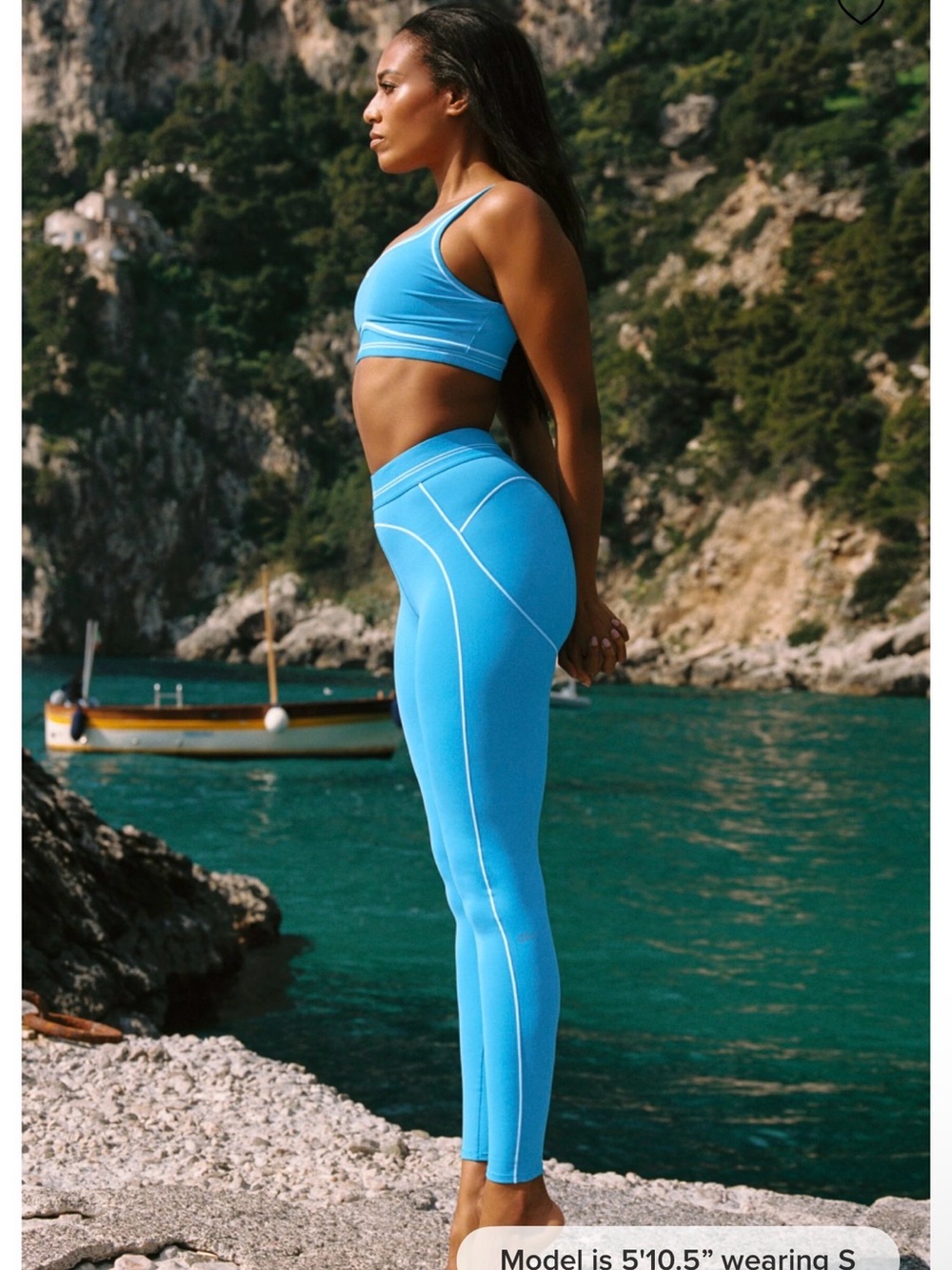 Alo airbrush heart throb azure blue leggings medium
